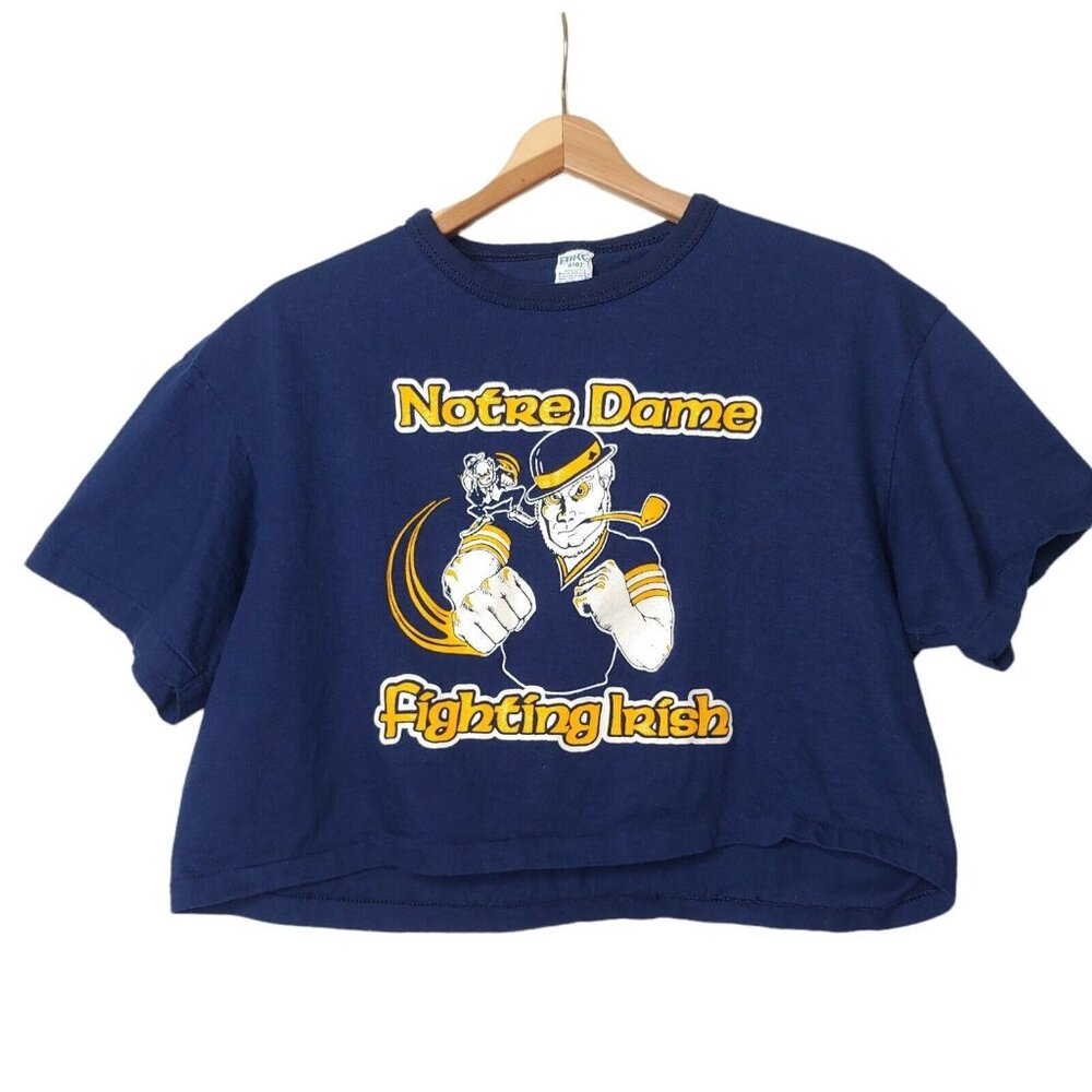 Vintage Notre Dame Fighting Irish BIKE Single Stitch Womens L T Shirt Cropped
